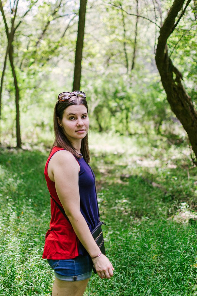 woman posing in the woods